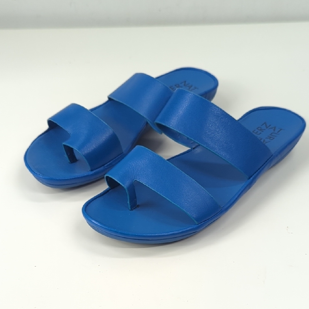 NATURALIZER Blue Lightweight Genn-drift Toe Slip On Leather Sandals Size 7